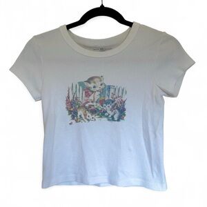 Brandy Melville White Cotton Kitten Tee